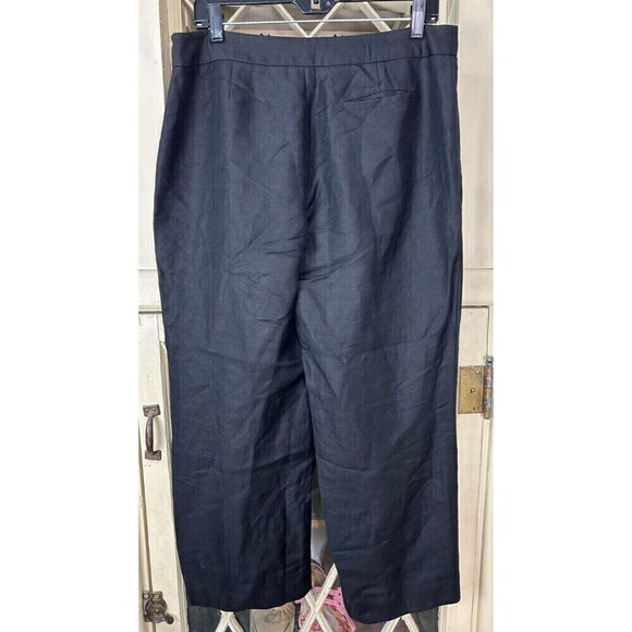 Emma James Womens Size 12 Black Linen Blend Wide Straight Leg Ankle Pants N4 - Picture 9 of 12